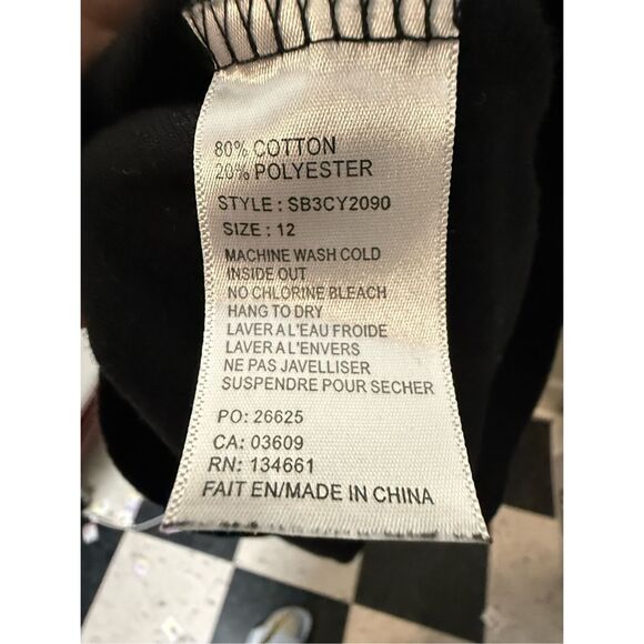 GIRLS CHECKERED HOODED HEART APPLIQUE TERRYCLOTH ROBE - BLACK - 12 SWIM BEACH CO - Picture 4 of 4